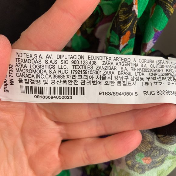 Zara Women's Floral Faux Wrap Long Sleeve Green Purple Draped Bodysuit Size S - Picture 10 of 13